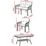 Lumis Garden Neva Rattan Bahçe Oturma Takımı 2+1+1 + Masa - Gri