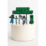 lumix3d Minecraft Temalı Happy Birthday Pasta Süsü (5 parça)