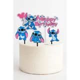 lumix3d Stitch Temalı Happy Birthday Pasta Süsü Seti – 4 Parça