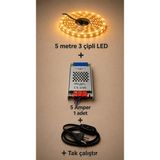 Lumixa Enerji Mutfak Dolabı Tezgah Üstü ve Ev Dekarasyon Için 5 Metre Şerit LED Işık Trafo Anahtarlı Tak Çalıştır Kablo - Amber - 1 ADET ARAPUARLI KABLO+ TRAFO(5 AMPER)