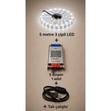 Lumixa Enerji Mutfak Dolabı Tezgah Üstü ve Ev Dekarasyon Için 5 Metre Şerit LED Işık Trafo Anahtarlı Tak Çalıştır Kablo - Beyaz - 1 ADET ARAPUARLI KABLO+ TRAFO(5 AMPER)