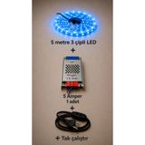 LUMIXA ENERJİ Mutfak Dolabı Tezgah Üstü Ve Ev Dekarasyon Için 5 Metre Şerit Led Işık Trafo Anahtarlı Tak Çalıştır Kablo Mavi Renk