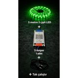 LUMIXA ENERJİ Mutfak Dolabı Tezgah Üstü Ve Ev Dekarasyon Için 5 Metre Şerit Led Işık Trafo Anahtarlı Tak Çalıştır Kablo Yeşil Renk