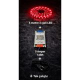 LUMIXA ENERJİ Mutfak Dolabı Tezgah Üstü Ve Ev Dekarasyon Için 5 Metre Şerit Led Işık Trafo Anahtarlı Tak Çalıştır Kablo