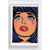 Lumiyo Çerçeveli Retro Pop Art Ağlayan Kadın Temalı Dekoratif Poster