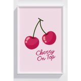 Lumiyo Cherry On Top Çerçeveli Dekoratif Poster - Mutfak ve Salon Duvar Süsü