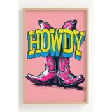 Lumiyo Howdy Retro Kovboy Çizimli Renkli Ahşap Çerçeveli Poster