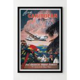 Lumiyo Karayipler Retro Uçak Temalı Ahşap Çerçeveli Dekoratif Poster