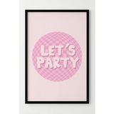 Lumiyo Let’s Party Pembe Retro Tasarım Ahşap Çerçeveli Poster