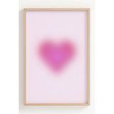 Lumiyo Pembe Kalp Motifli Modern Ebatlı Çerçeveli Poster - Dekoratif Duvar Süsü