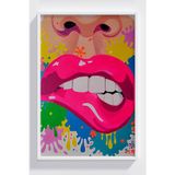 Lumiyo Renkli Pop Art Tarzı Çerçeveli Dudak Poster Tablo Dekor
