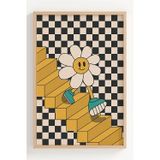 Lumiyo Retro Çiçekli Merdiven Desenli Ahşap Çerçeveli Modern Poster