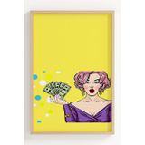 Lumiyo Retro Kadın ve Para Temalı Çerçeveli Pop Art Poster