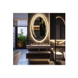 lumora mirror design Elliptika Günışığı Led'li Lazer Kumlamalı Lavabo & Banyo Aynası (Dokunmatik Sensörlü)
