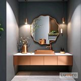 Lumora Mirror Design Envara Modern Bronz Boyalı Mdf Çerçeveli Dekoratif Ayna - 60 x 60
