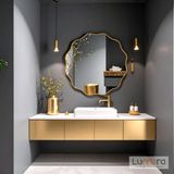Lumora Mirror Design Envara Modern Gold Boyalı Mdf Çerçeveli Dekoratif Ayna - Altın - 90 x 90