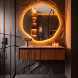 Lumora Mirror Design Kael Amber Renkli Cam Malzemeden Dokunmatik Sensörlü Lavabo & Banyo Aynası Modern Tasarım - 60 x 60