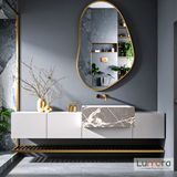 Lumora Mirror Design Nelyos Gold Boyalı Mdf Çerçeveli Dekoratif Ayna - Altın - 100 x 65
