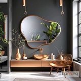 Lumora Mirror Design Nira Modern Bronz Boyalı Mdf Çerçeveli Dekoratif Ayna - 98 ⨯ 80