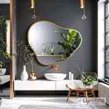 Lumora Mirror Design Nira Modern Gold Boyalı Mdf Çerçeveli Dekoratif Ayna - Altın - 60 x 50