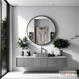 Lumora Mirror Design Swirl Modern Antrasit Boyalı Mdf Çerçeveli Dekoratif Ayna - Antrasit - Gri - 100 x 100