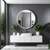 Lumora Mirror Design Swirl Modern Beyaz Boyalı Mdf Çerçeveli Dekoratif Ayna - 100 x 100