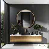 Lumora Mirror Design Swirl Modern Gold Boyalı Mdf Çerçeveli Dekoratif Ayna - Altın - 100 x 100
