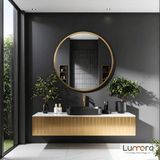 Lumora Mirror Design Swirl Modern Gold Boyalı Mdf Çerçeveli Dekoratif Ayna - Altın - 70 x 70