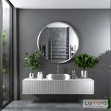 Lumora Mirror Design Swirl Modern Gümüş Boyalı Mdf Çerçeveli Dekoratif Ayna - 100 x 100