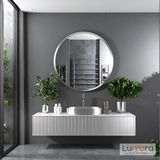 Lumora Mirror Design Swirl Modern Gümüş Boyalı Mdf Çerçeveli Dekoratif Ayna - 60 x 60