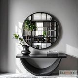 Lumora Mirror Design Swirl Modern Siyah Boyalı Mdf Çerçeveli Dekoratif Ayna - 100 x 100