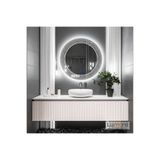 lumora mirror design Zenith Beyaz Led'li Lazer Kumlamalı Lavabo & Banyo Aynası (Dokunmatik Sensörlü)