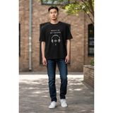 Lumora Store %100 Pamuk Music Is My Escape Kulaklık Baskılı Unisex Oversize Tişört Siyah