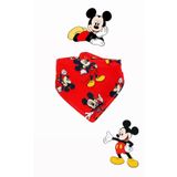 Lumos Trade Bebek %100 Pamuk Çift Katlı Kırmız Renk Mickey Mouse Desenli Fular Mama Önlüğü - Salya Önlüğü