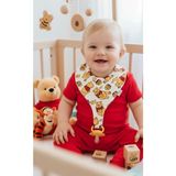 Lumos Trade Emzik Tutucu Mama Önlüğü - Winnie The Pooh Desenli %100 Pamuk Kumaş Emzik Askısı - 0 - 2 Yaş - Beyaz - Sarı