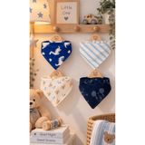 Lumos Trade Erkek Bebek %100 Pamuk Kumaş Çift Katlı Desenli Fular Mama Önlüğü Set- Salya Önlüğü 4 Adet
