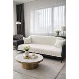 Lumpa Kırlent Kılıfı Hediyeli 170X210 Cm Pamuklu Koltuk Örtüsü Krem