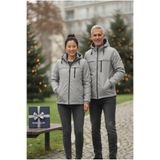 lumt Gri İçi Polarlı Yağmurluk Rüzgarlık Ceket Bay Bayan Uyumlu 3 cepli Çıkarılabilir Kapşonlu ve Ayarlanabilir Bel Lastikli Unisex Su ve Rüzgar İtici / Fleece - Lined Raincoat / Windbreaker Unisex