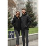 lumt Siyah İçi Polarlı Yağmurluk Rüzgarlık Ceket Bay Bayan Uyumlu 3 cepli Çıkarılabilir Kapşonlu ve Ayarlanabilir Bel Lastikli Unisex Su ve Rüzgar İtici / Fleece - Lined Raincoat / Windbreaker Unisex