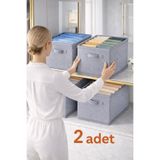 Lumtex Home Textile 2adet desenli-Dolap içi Düzenleyici,Raf Düzenleyici,Katlanabilir Kıyafet Saklama Kutusu- 45x25x20cm