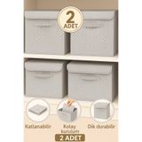 Lumtex Home Textile 2Adet-KAPAKLI Desenli Dolap İçi Çamaşır Oyuncak Düzenleyici Katlanır Kapaklı Saklama Kutusu 30x30x30