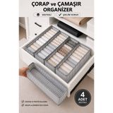 Lumtex Home Textile 4 ADET Çorap ve Çamaşır Organizer Çekmece ve Dolap içi Düzenleyici, Raf Düzenleyici, Katlanabilir