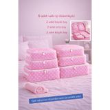 Lumtex Home Textile 6 Parça PEMBE desenli -Seyahat Valiz Bavul Organizer Seti Filesiz – Hurç ve Çanta Takımı