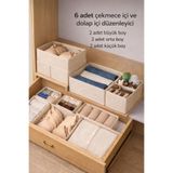 Lumtex Home Textile 6'lı krem - Çekmece Dolap içi Düzenleyici Kutu Seti - Organizer