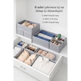 Lumtex Home Textile 6'lı puantiye desenli - Çekmece Dolap içi Düzenleyici Kutu