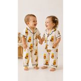LUMY KIDS Ayıcık Desenli Bal Kovanlı Kısa Kollu 2 Parça Bebek Pijama Takımı