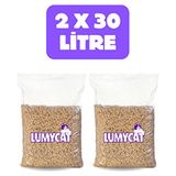 Lumycat %100 Doğal Çam Peleti Kedi Kumu 30 lt x 2 Toplam 60 Litre Çam Kokulu Kalın Taneli