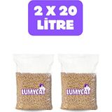 Lumycat %100 Doğal Çam Peleti Kedi Kumu 40lt Tozsuz 2x20 Litre Çuval Gönderi Çam Kokulu