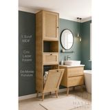 Luna 197CM Iskandinav Jüt Kumaşlı Mdf Kirli Çamaşır Sepetli Banyo Dolabı Y197XG47XD35