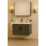 Luna 65 cm Camlı Üst Modül ve Seramik Lavabolu, Mdf Banyo Dolabı Takımı - Antrasit